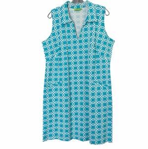 Katherine Way St. Regis Dress Womens 2X Lattice Blue UPF 50+ Resort Vacation NWT